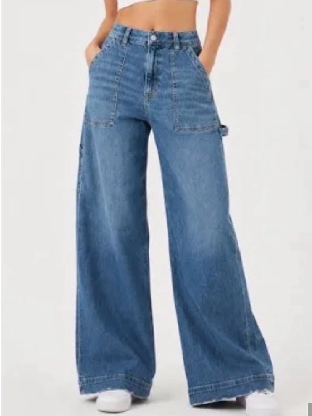 American Eagle Dreamy Drape Super High Rise Ultra Wide Leg in Dark Shadow